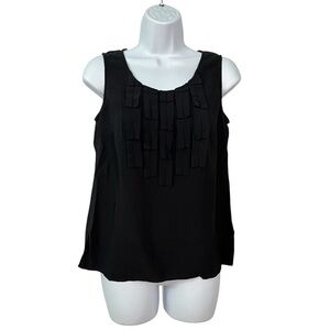 Citron Santa Monica sleeveless blouse S Black 100% Silk Crinkle Womens tank top